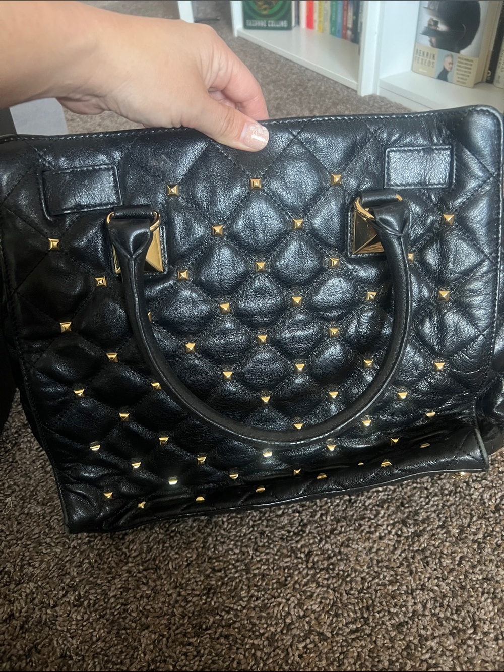 Vintage Michael Kors Black Quilted Leather Satchel with Gold Hardware - Picture 4 of 9